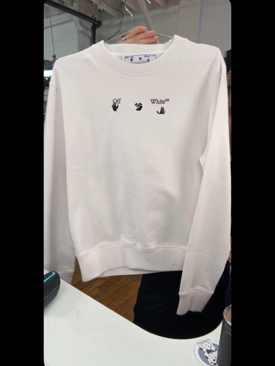 Off-White Other - Off-White White Crewneck Sweatshirt with Small Black Logo Graphics